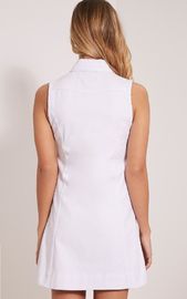 fashion cutting blouse design white zip front denim dress