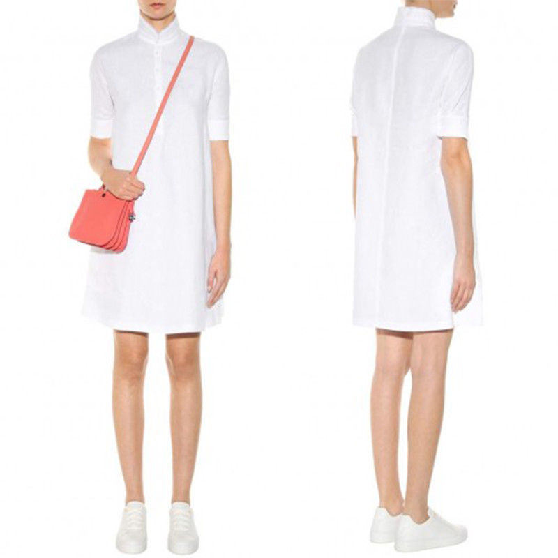 Latest Women Casual Clothing Dresses White Pure Dress Linen