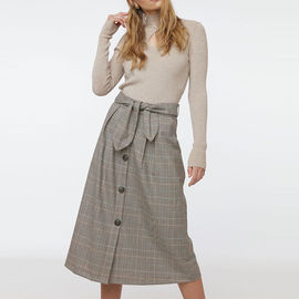 Spódnica w kratę Midi High Waisted dla kobiet
